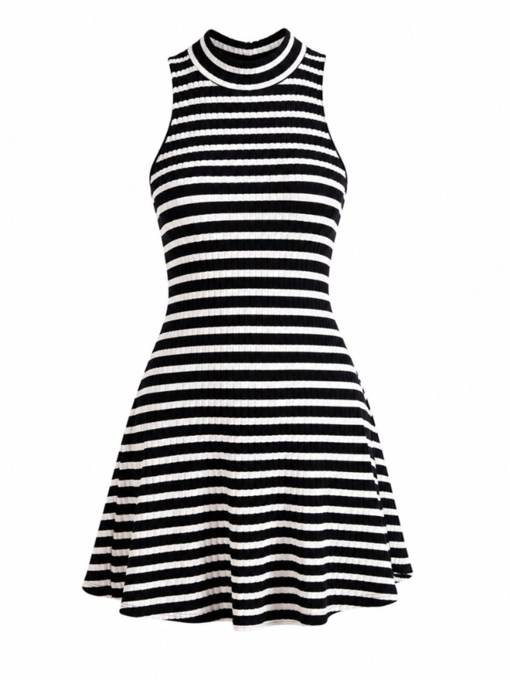 🦋 2/30 Hollister Navy White Striped Ribbed Mock Neck Swing Dress Size S